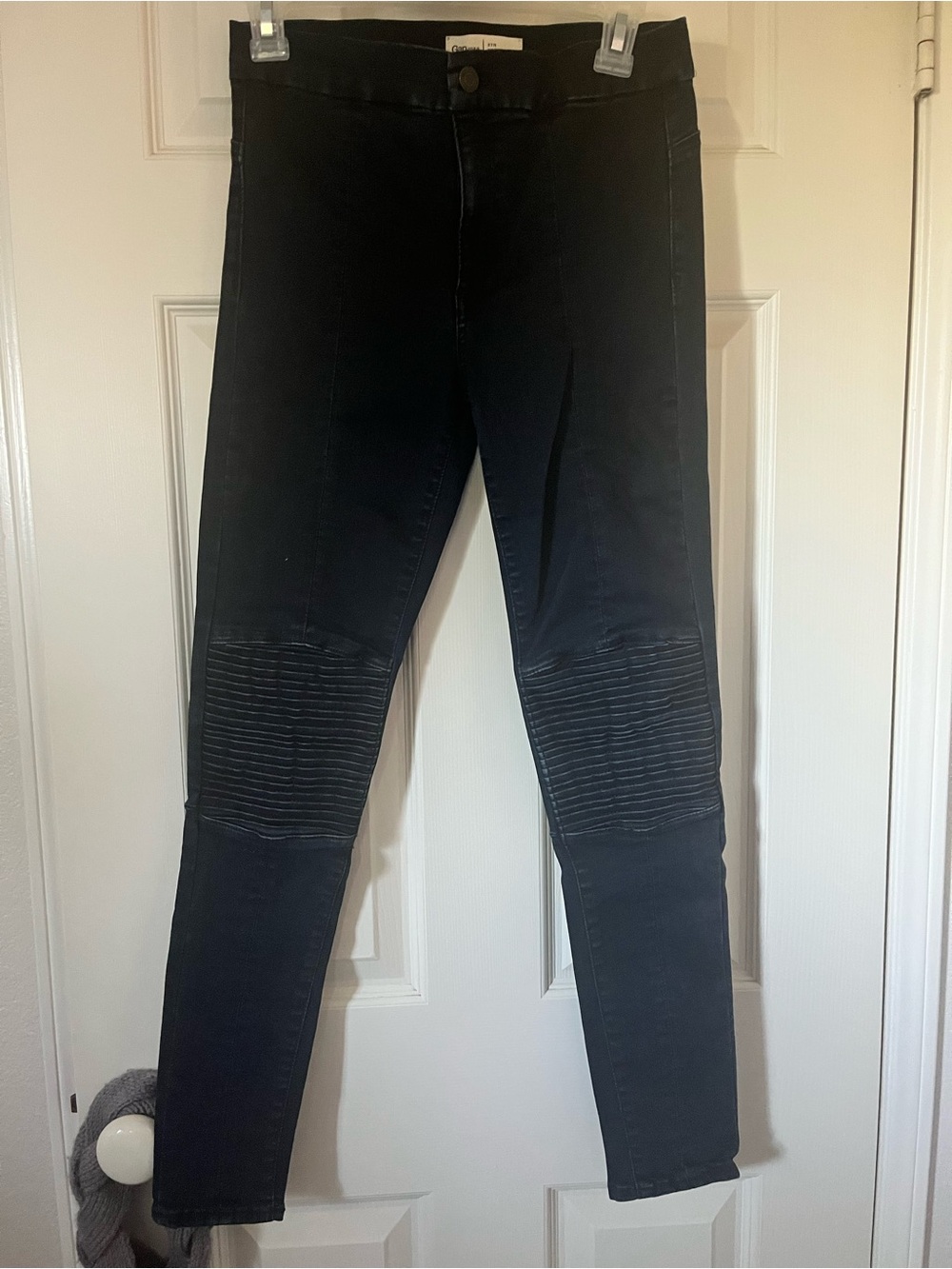 gap 1969 women’s dark blue true skinny moto rib-knee jeans